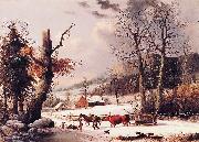 George Henry Durrie Gathering Wood for Winter USA oil painting artist